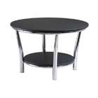 Winsome 93230 Maya Round Coffee Table Black Top Metal Legs