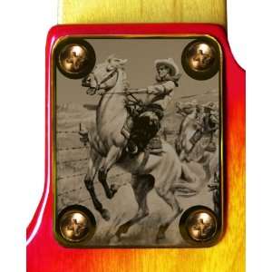  Horseback Gold Engraved Neck Plate: Musical Instruments