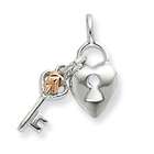Jewelry Adviser necklaces Sterling Silver & 12K Heart Lock/Key 