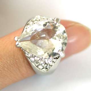   Wedding 18K White GP Faceted Gemstone CZ Zirconia Ring Rings Fashion