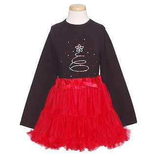 Gigi Little Girls Black Red Christmas Tree Tutu Skirt Outfit Set 5 at 