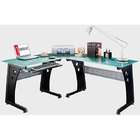  Loft style Tempered Glass L shaped Computer Desk