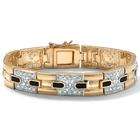    Ultimate CZ Gold Overlay Mens Onyx and Cubic Zirconia Bracelet