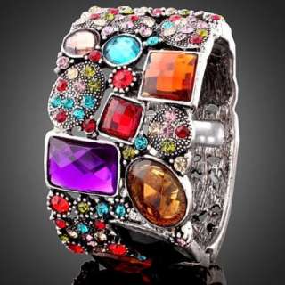 ARINNA Colorful Swarovski Crystal Bangle Cuff Bracelet  