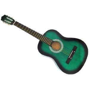  Beginners Green 38 Inch Acoustic Guitar W/ Accessories 