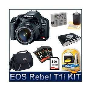  Canon EOS Rebel T1i EF S 18 55mm IS & 12GB Sandisk 9 Piece 