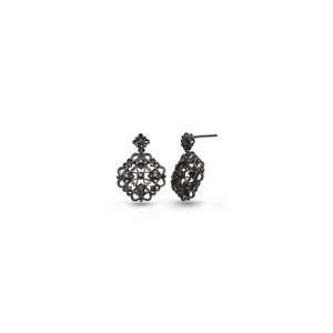 ZALES Diamond Filigree Kite Drop Earrings in Black Sterling Silver 1/4 