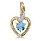   Company 10k White Gold Round Blue Topaz And Diamond Heart Earrings