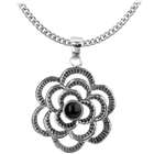 Body Candy INOX Jewelry 316L Stainless Steel Black Agate Flower 