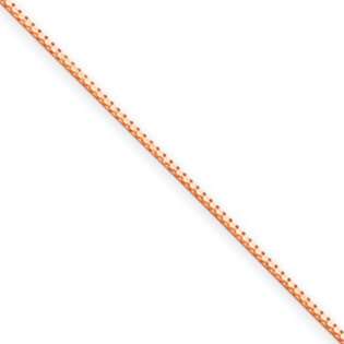 JewelryWeb 14k Rose Gold Box Link Chain   8 Inch   1mm   Lobster Claw 