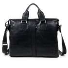   Black Byarms Napa Leather Mens Briefcase Shoulder Bag Color Black