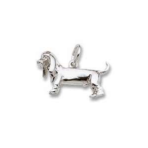  Basset Hound Dog Charm in Sterling Silver Jewelry