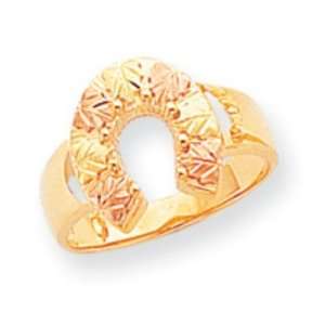    10k Tri color Black Hills Gold Ladies Horseshoe Ring: Jewelry