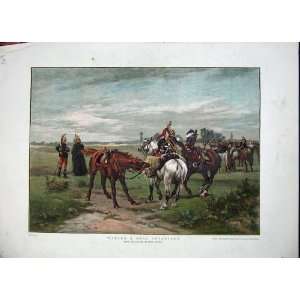    Colour Print Soldiers Officers Horses Country C1870