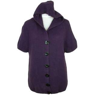 annabelle Dark Gray Short Sleeve Hooded Thick Knit Sweater Jacket 