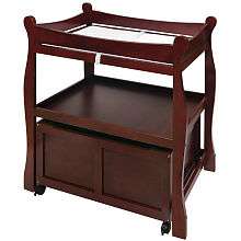 Badger Basket Cherry Sleigh Style Changing Table with Lower Storage 