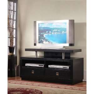  Black Wooden Tv Console with Chrome Metal Hardware