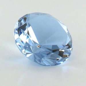  Crystal Glass Diamond Shaped Paperweight Amber (Light Blue 