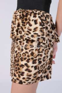 Leopard Strapless Low Cut Tunic Mini Dress Cocktail NEW  