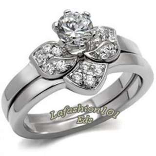   Stainless Steel Womens Wedding/Engagement Ring Set SIZE 6 10  