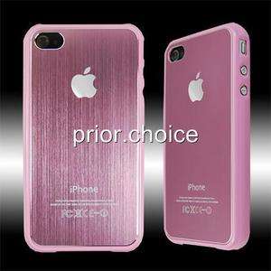   LUXUARY ALUMINUM METAL BABY PINK APPLE HARD CASE COVER FOR IPHONE 4 4G