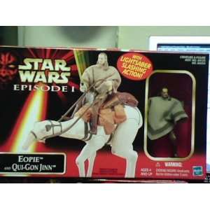   Eopie and Qui Gon Jinn with Lightsaber Slashing Action Toys & Games