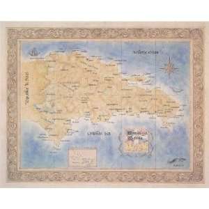  Dominican Republic Modern Day Antique Wall Map Kitchen 