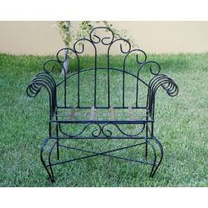  Rustic Demeter Iron Chair and Patio Bench: Patio, Lawn 
