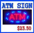 ATM OPEN LED NEON LIGHT LIGHTED OPEN SIGN 19X10 ON/OFF SWITCH & CHAIN 