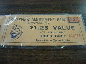 Riverview Amusement Park  Pennsville N.J.  Complete Ticket Book   1950 