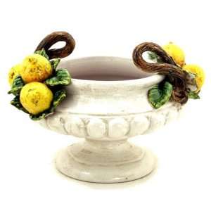 ROBBIANA: Round footed cup Centerpiece w/Lemons [#A503/L 