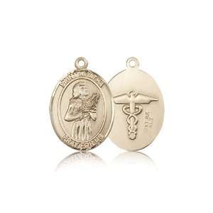   Jewelry Gift 14K Solid Yellow Gold St. Agatha / Nurse Medal 3/4 X 1/2