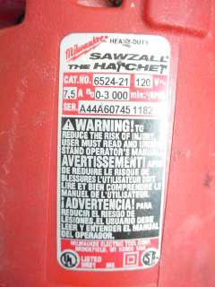 Milwaukee Heavy Duty Sawzall The Hatchet 6524 21 Reciprocating Saw 