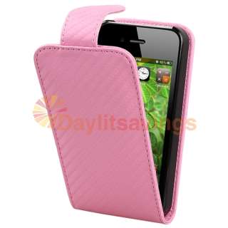 PINK Leather Carbon Fiber Case Cover Accessory For Apple Sprint iPhone 