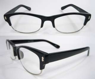 50s Thin HORNED RIM GEEK NERD Rockabilly Emo Clear Glasses Black 