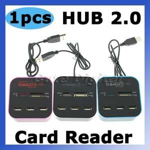 Combo Card Reader M2 SD MMC MS + 3 Ports USB 2.0 Hub  