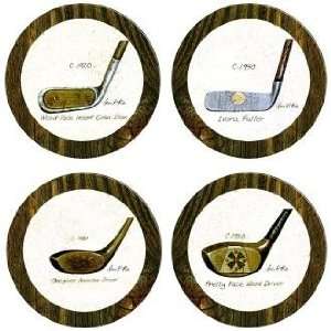   Set of Four Antique Golf Clubs Stone Coasters