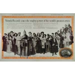 1919 Double Page Ad Victrola Records Opera Stars Caruso   Original 