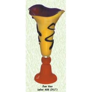    Yellow Leilani Vase Hand Blown Modern Glass Vase: Home & Kitchen
