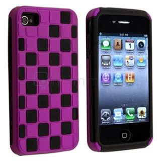   Checker Hard Snap on Case+PRIVACY Filter Protector for iPhone 4 4S