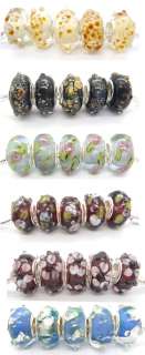 5pcs lovely Murano Glass Bead Fit European Charm Bracelet(R219 R256 