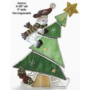   Snowman on Christmas Tree Stained Glass Votive: Home Improvement