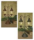   Colonial Lamp Double Hanging Shades Red Rustic Brown Decor  