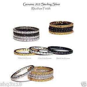   , Gold or Black Eternity Stackable Rhodium Ring, Sizes 4   10  