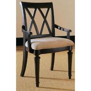  American Drew Camden Black Splat Fabric Formal Arm Chair 