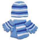 Gold Medal Girls Blue Stripe Gloves Hat Scarf Set 2T 6X