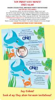 Shark Ocean First Birthday Invitation Print Your Own  