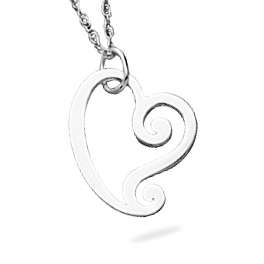 925 Sterling Silver Open Heart Pendant Necklace  