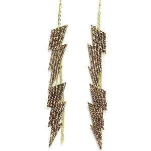   Dangle Earrings; 8L; Gold Metal Chains; Bronze Rhinestones: Jewelry