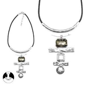 SG Paris Necklace 45Cm+Ext Old Silver Black Diamond Argente Necklace 